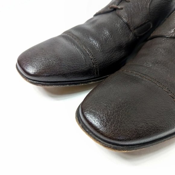 Bally Dark Rich Brown Saele Grained Texture Leather Derby Shoes size 9.5D main image 9